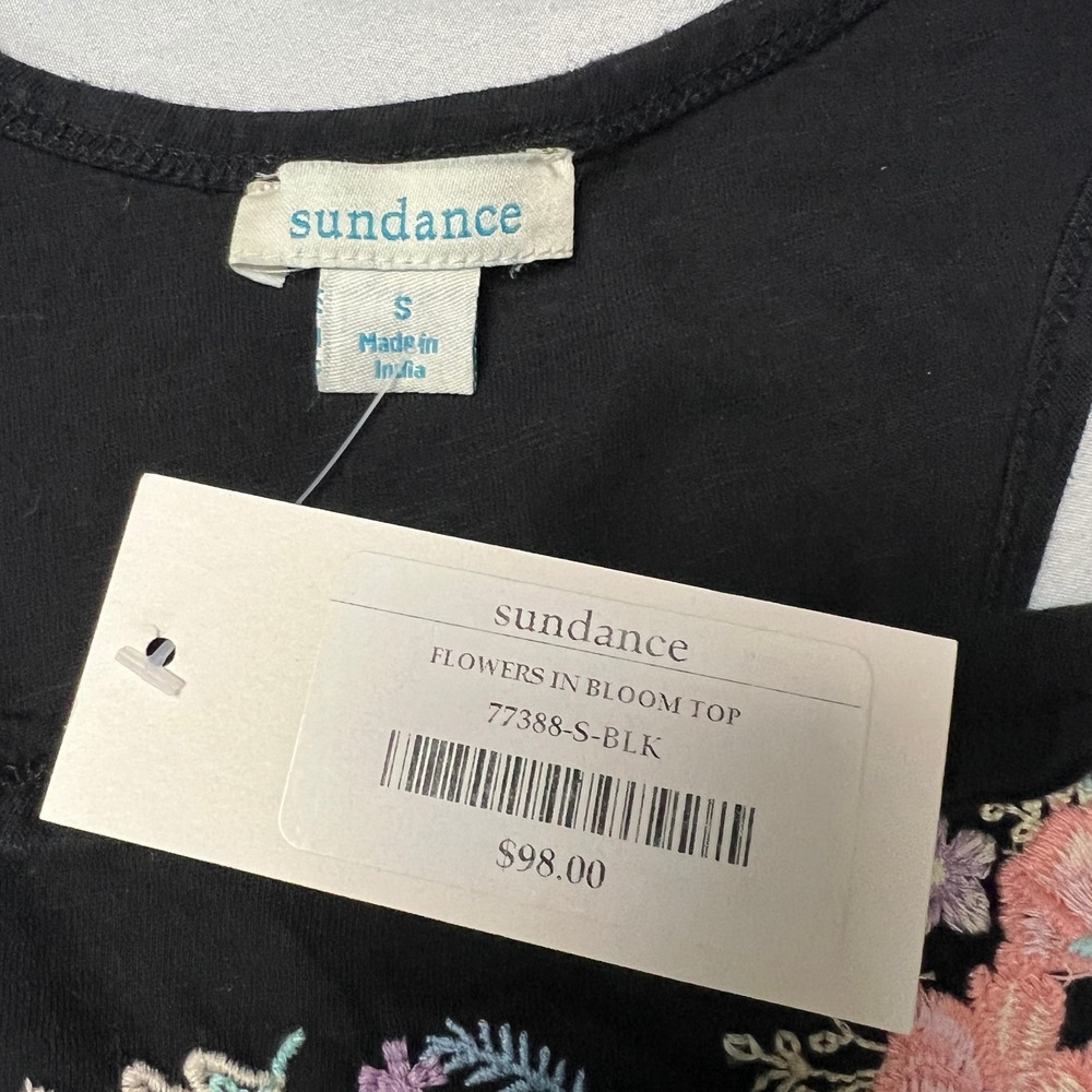 NWT Sundance Flowers in Bloom Black Embroidered‎ Racerback Twist Tank Top Sm - Picture 6 of 11